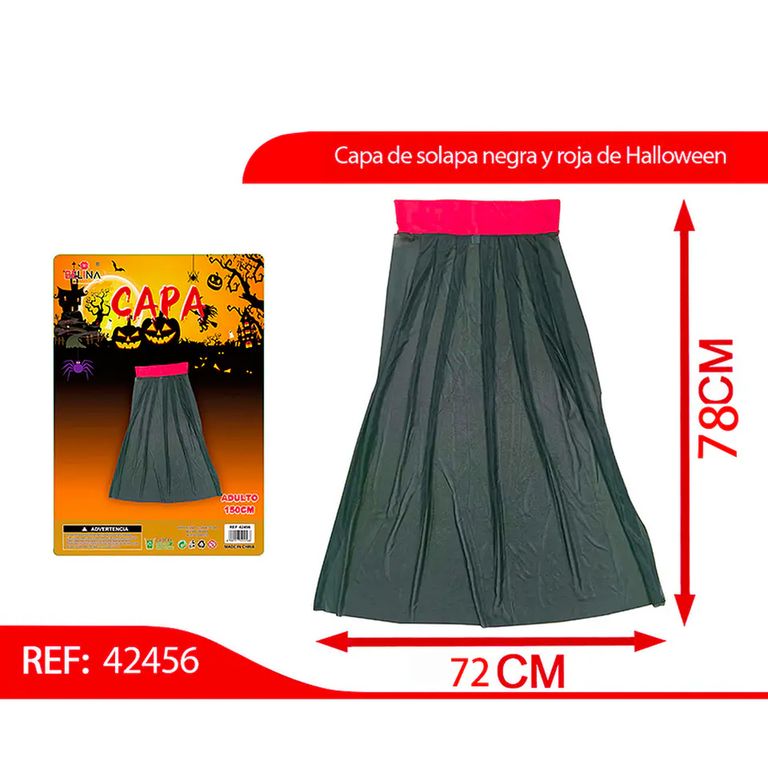 GENERICO Capa de solapa negra y roja de Halloween 78X72CM 42456