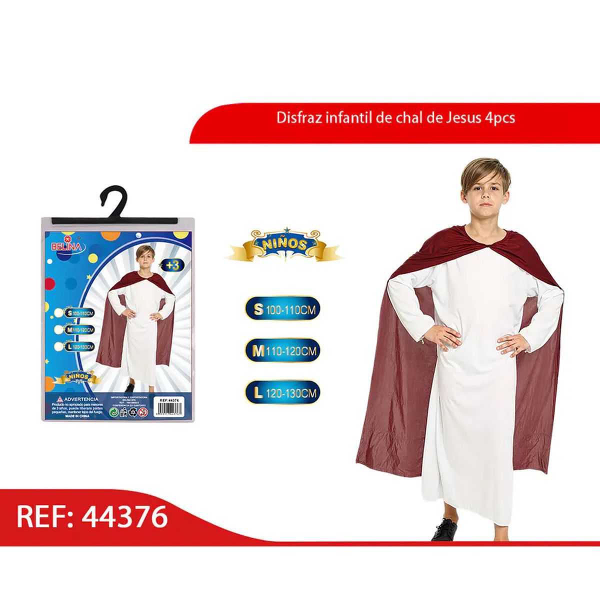 GENERICO - Disfraz de Jesús para Niño Talla Aleatoria 4pcs 44376