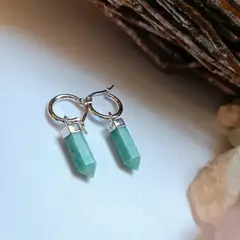 GENERICO - Argollas de Plata con Piedras de Amazonita de 17 mm