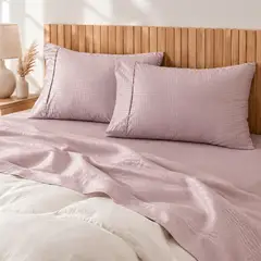 L LARENTIA - Sábanas 2 Plazas 240 Hilos Ultra Suave Cama Full 4 Piezas Violeta