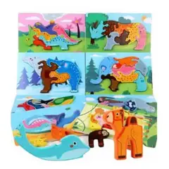 GENERICO - Rompecabezas de Madera con Dinosaurios para Niños