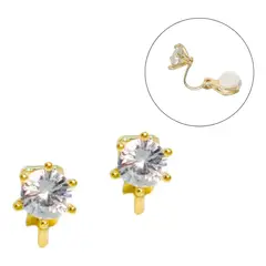 GENERICO - Aros sin perforación con zirconia chapados en oro 14K