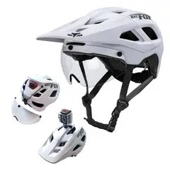 DEFENSOR FOREVER - CASCO MTB BATFOX CON VISERA MAGNÉTICA, LUZ RECARGABLE Y SOPORTE PARA CÁMARA