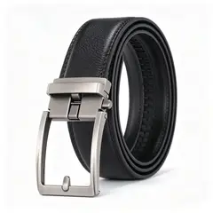 VIDA BUENAS - Cinturón de Cuero para Hombre Negro con Ajuste Automático 130 cm