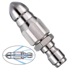 GENERICO - Boquilla Limpieza Drenaje Tuberías para Hidrolavadora 5000 PSI | Acero Inox 6 Chorros Quick Connect