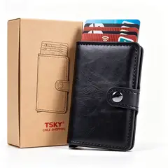TSKY CHILE SHOPPING - Billetera Hombre Cuero Legitimo Tarjetero Inteligente Con Proteccion Rfid Antirobo Cierre