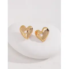 YONG JUN - Aros de Plata 925 con Circonitas y Corazón Modelo E01134