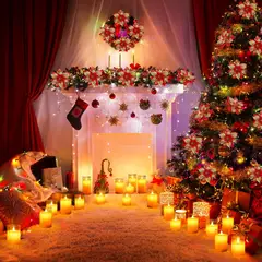 KUANGYE - 20 Flores Noche Buenas Artificiales Adornos Arbol Navidad