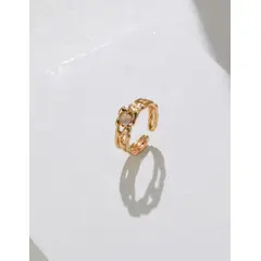CASTILLO - Anillo de Plata 925 con Piedra Luna Diseño Fluido Ajustable