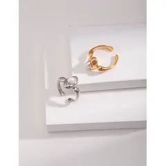 WATSON - Anillo de Plata 925 con Perlas Diseño Fluido Ajustable