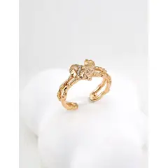 WATSON - Anillo de Plata 925 Ajustable con Circonitas y Corazón Dorado