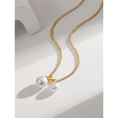 XIAOWEI - Collar de Perlas para Uso Diario de de Línea Elegante