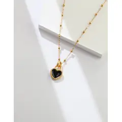 YONG JUN - Collar de Plata 925 con Esmalte y Motivo de Corazón Ref D0271