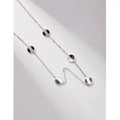 YONG JUN - Collar de Plata 925 con Ágata Negra Estilo Minimalista Largo