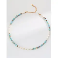 YONG JUN - Collar de Plata 925 con Perlas Ajustable Acabado Dorado