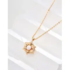 YONG JUN - Collar de Plata 925 con Perlas Naturales y Sol Minimalista