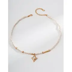 YONG JUN - Collar de Plata 925 con Perlas Naturales y Circonitas
