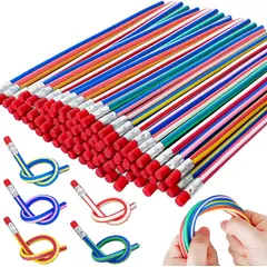 KUANGYE - Pack 100 lápices flexibles moldeables lápices goma con goma borrar suaves regalos clase bolsas