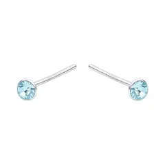 GENERICO - Par Piercing con Cristal Celeste 2 mm Plata 925