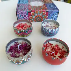 SSPV - 4 Velas Lata Aromáticas Florales Ambiente Cálido Romántico El regalo perfecto perfumada