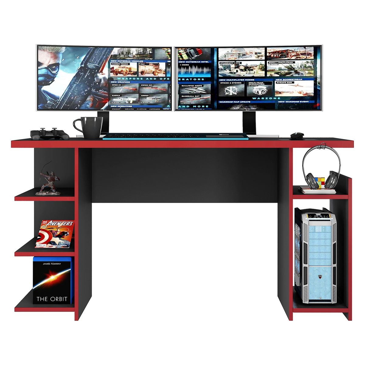 HOME MOBILI - Escritorio Gamer Senpai Negro-Rojo Home Mobili