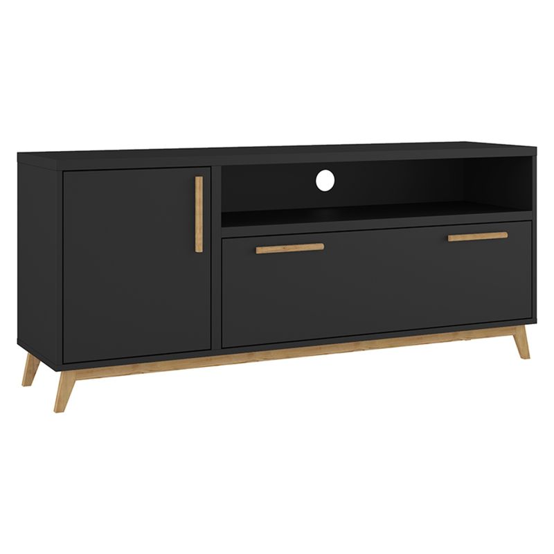 HOME MOBILI - Rack Tv 52" 2 Puertas Negro Polaco