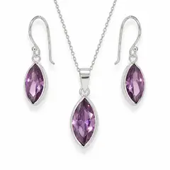 VOUSEZ - Conjunto Collar aros plata 925 amatista joya mujer