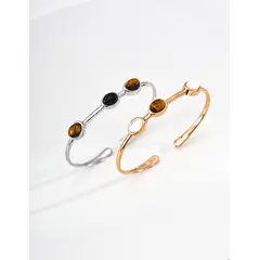 BELLELLI - Pulsera de Plata 925 con Ojo de Tigre Ajustable