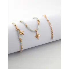 SAHARA - Pulsera de Plata 925 Ajustable con Jade y Motivo de Estrella