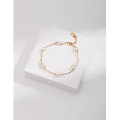 YONG JUN - Pulsera de Plata 925 con Perlas Ajustable Diseño Elegante