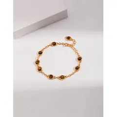 LUCI - Pulsera de Plata 925 Ajustable con Ojo de Tigre y Lapislázuli