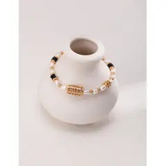 EMPOLI - Pulsera de Plata 925 Ajustable con Perlas, Ágata y Circonitas