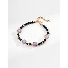 INFINI - Pulsera de Plata 925 con Amatista y Cristales Ajustable