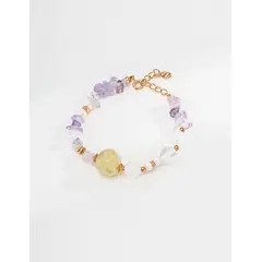 SAHARA - Pulsera de Plata 925 con Amatista Estilo Minimalista Ajustable