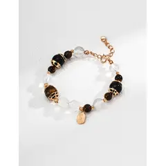 WATSON - Pulsera de Plata 925 con Ágata Negra y Ojo de Tigre Ajustable