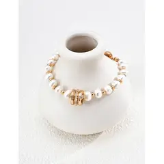 CASTILLO - Pulsera de Plata 925 con Perlas y Circonitas Ajustable
