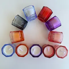 RESERVED - Set 28 Velas Vasitos de vidrio de colores Fragancia de vela decorativa