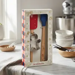 DIE SPIEGELBURG - Kit de regalo para hornear con diseño navideño - batidor, espatula y cortador de galletas con cajita