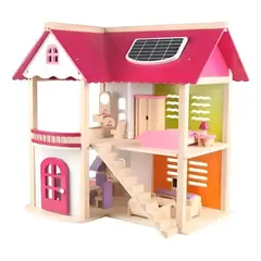 GENERICO - Casa de Muñecas Didáctica de Madera para Niños