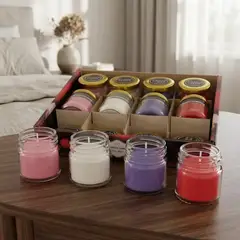 SSPV - 12 velas redondas de cristal 4 colores diferentes regalo romantico