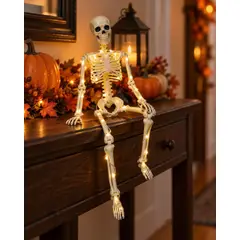 GENERICO - Adorno Esqueleto Decorativo Con Luces LED 40 cm Adorno Halloween