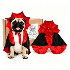 TSKY CHILE SHOPPING - Disfraz Mascota Perro Gato Capa Vampiro Drácula Halloween Traje Perros Gatos Ropa Accesorio Fiesta