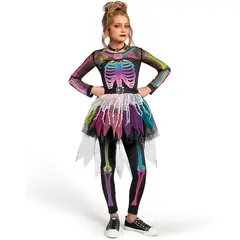 VATYERTY - Disfraz chica esqueleto para Halloween Multicolor