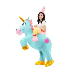 VATYERTY - Chica con traje inflable cabalgando unicornio Azul