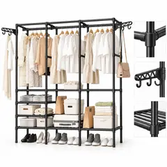 EVERSO - Perchero De Pie Organizador De Metal Para Ropa Closet Con Estantes