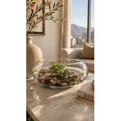 GENERICO - Florero Pecera de Cristal Redonda para Decoración de Mesa