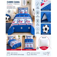 MYLHOGAR - Set Cubrecama 1.5 Plazas 180x230 cm + Almohada + Funda