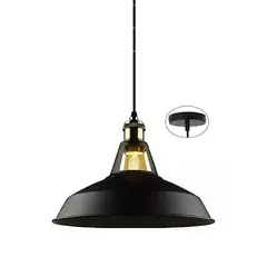 GENERICO - Lámpara Colgante Retro Campana Aluminio Soquete 27 + Ampolleta