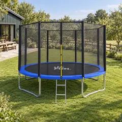 UPFUN - Cama Elástica 4,27 Mts Azul Malla Seguridad y Escalera 14ft