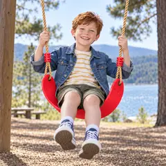 UPFUN - Columpio Eva Rojo Resistente Cuerda Ajustable Niños
